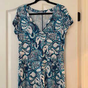 Lilly Pulitzer Marlowe Elephant Print T-Shirt Dress | Size L